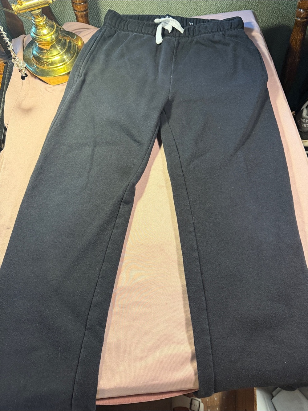 Place Black Sweatpants with White Drawstring